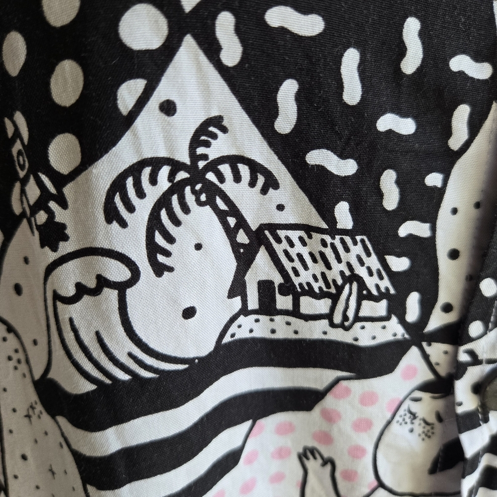 Tiiiga Campy Unisex Button Front Shirt With Outer Space And Tropical Scenery - Picture 12 of 17